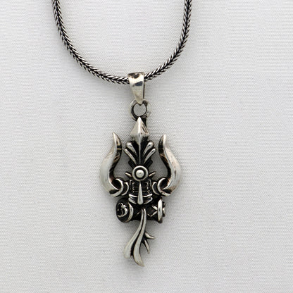 Sterling silver Lord Shiva trident pendant with vintage design, Hindu god jewelry, customizable gift pendant by TRIBAL ORNAMENTS