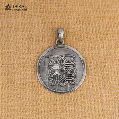 925 sterling silver Kalsarp Yogh Yantra pendant with chain, tribal jewelry design from TRIBAL ORNAMENTS.