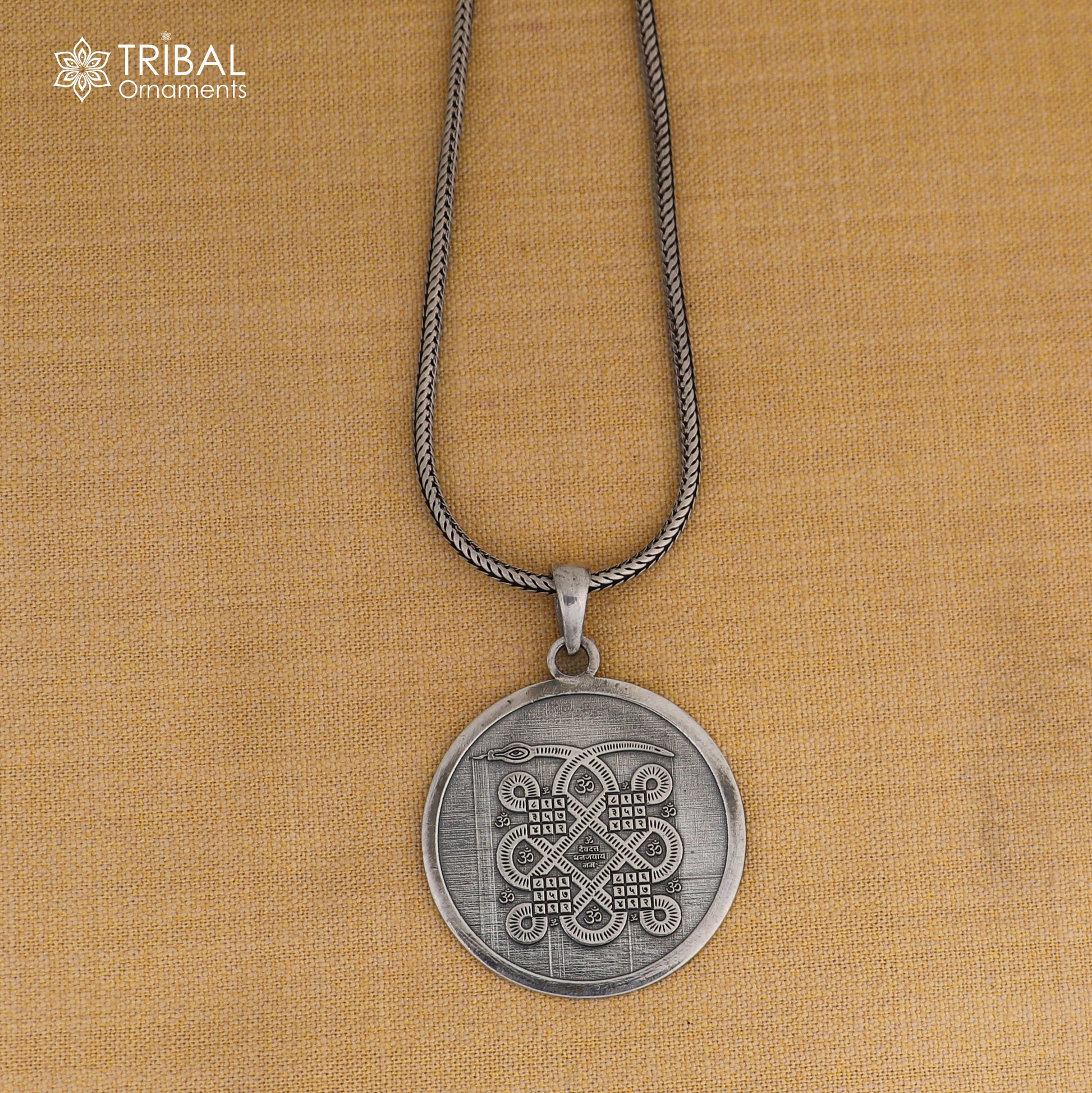 925 sterling silver kalsarp yogh Yantra Pendant with chain tribal jewellery nsp1092 - TRIBAL ORNAMENTS