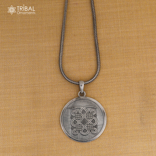 925 sterling silver kalsarp yogh Yantra Pendant with chain tribal jewellery nsp1092 - TRIBAL ORNAMENTS