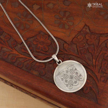 925 sterling silver Kalsarp Yogh Yantra pendant with chain, tribal jewelry design by TRIBAL ORNAMENTS.