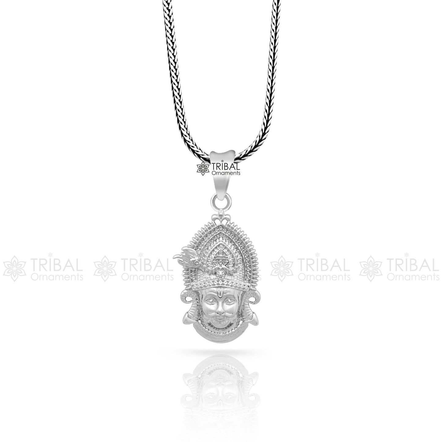 925 sterling silver Khatu Shyam pendant/ lord Krishna, amazing divine pendant locket tribal jewelry nsp805 - TRIBAL ORNAMENTS