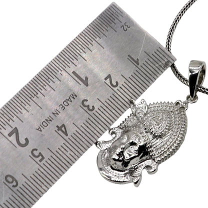 Sterling silver Khatu Shyam pendant featuring Lord Krishna, tribal-style divine jewelry crafted by TRIBAL ORNAMENTS.
