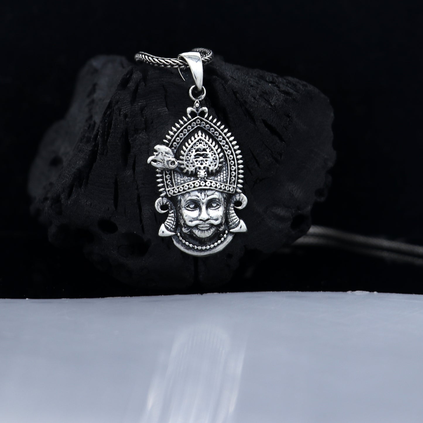 925 sterling silver Khatu Shyam pendant/ lord Krishna, amazing divine pendant locket tribal jewelry nsp883 - TRIBAL ORNAMENTS