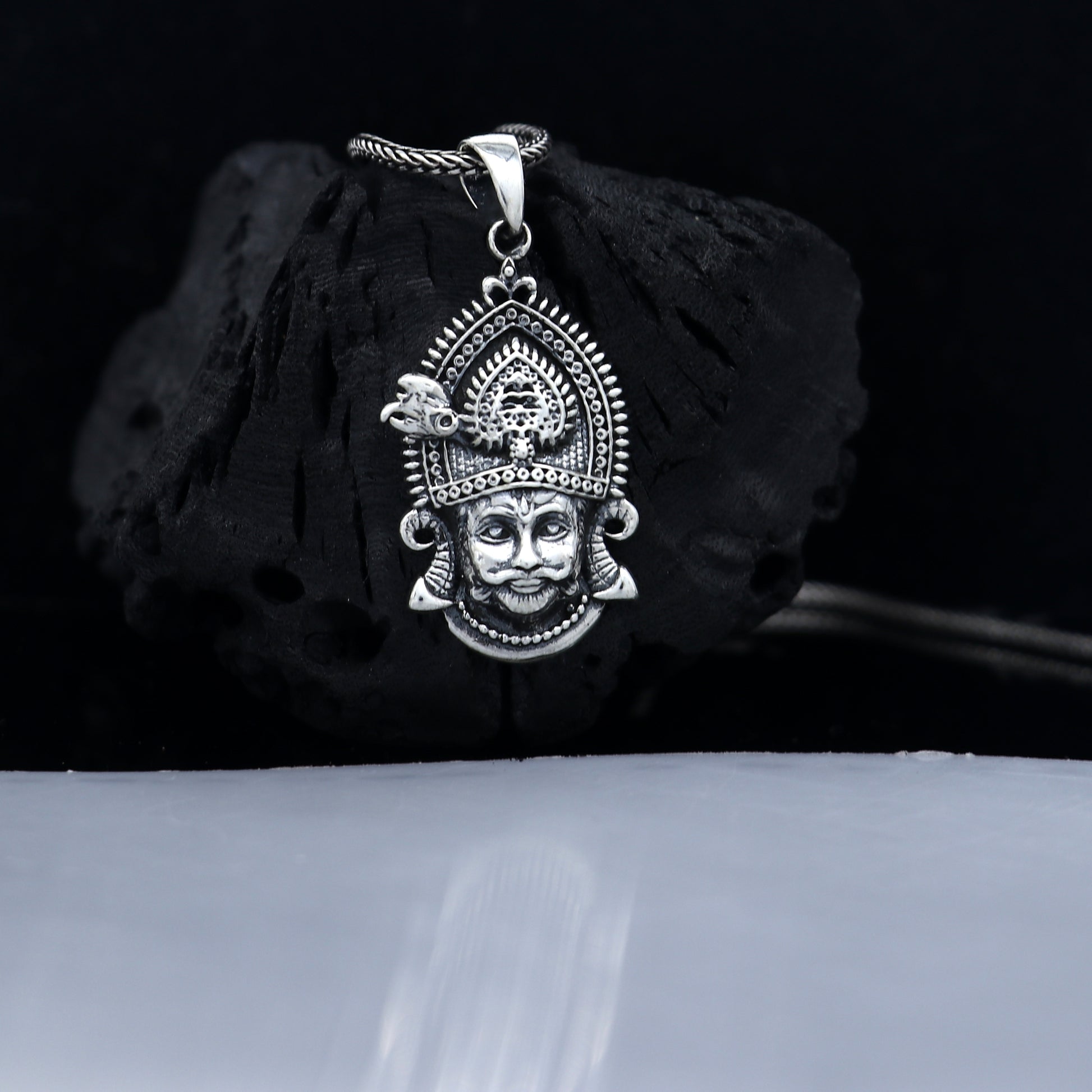 925 sterling silver Khatu Shyam pendant/ lord Krishna, amazing divine pendant locket tribal jewelry nsp883 - TRIBAL ORNAMENTS