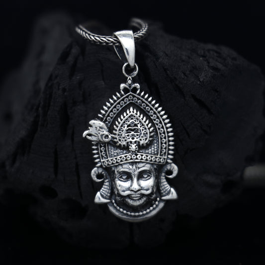 925 sterling silver Khatu Shyam pendant/ lord Krishna, amazing divine pendant locket tribal jewelry nsp883 - TRIBAL ORNAMENTS