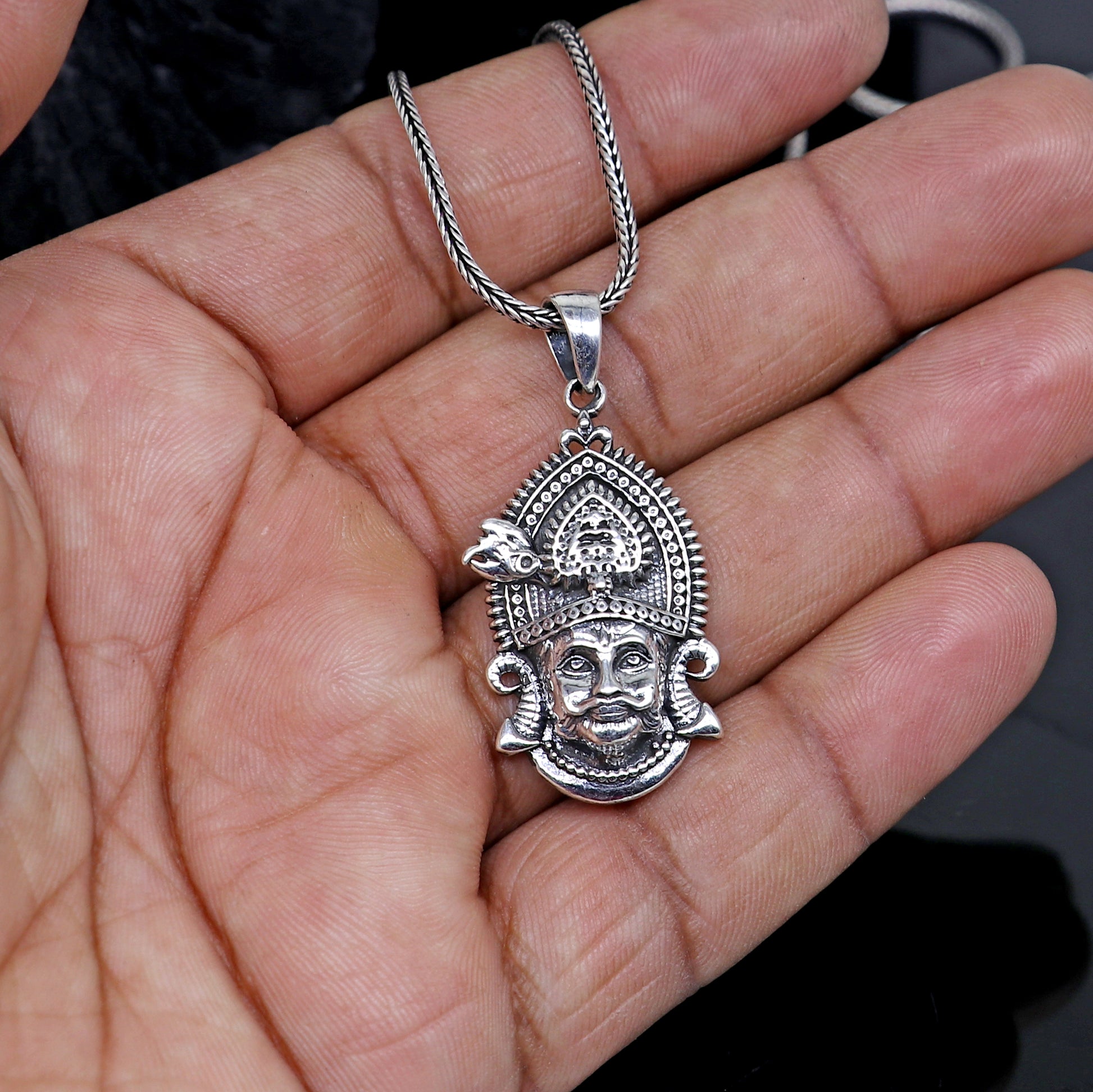 925 sterling silver Khatu Shyam pendant/ lord Krishna, amazing divine pendant locket tribal jewelry nsp883 - TRIBAL ORNAMENTS