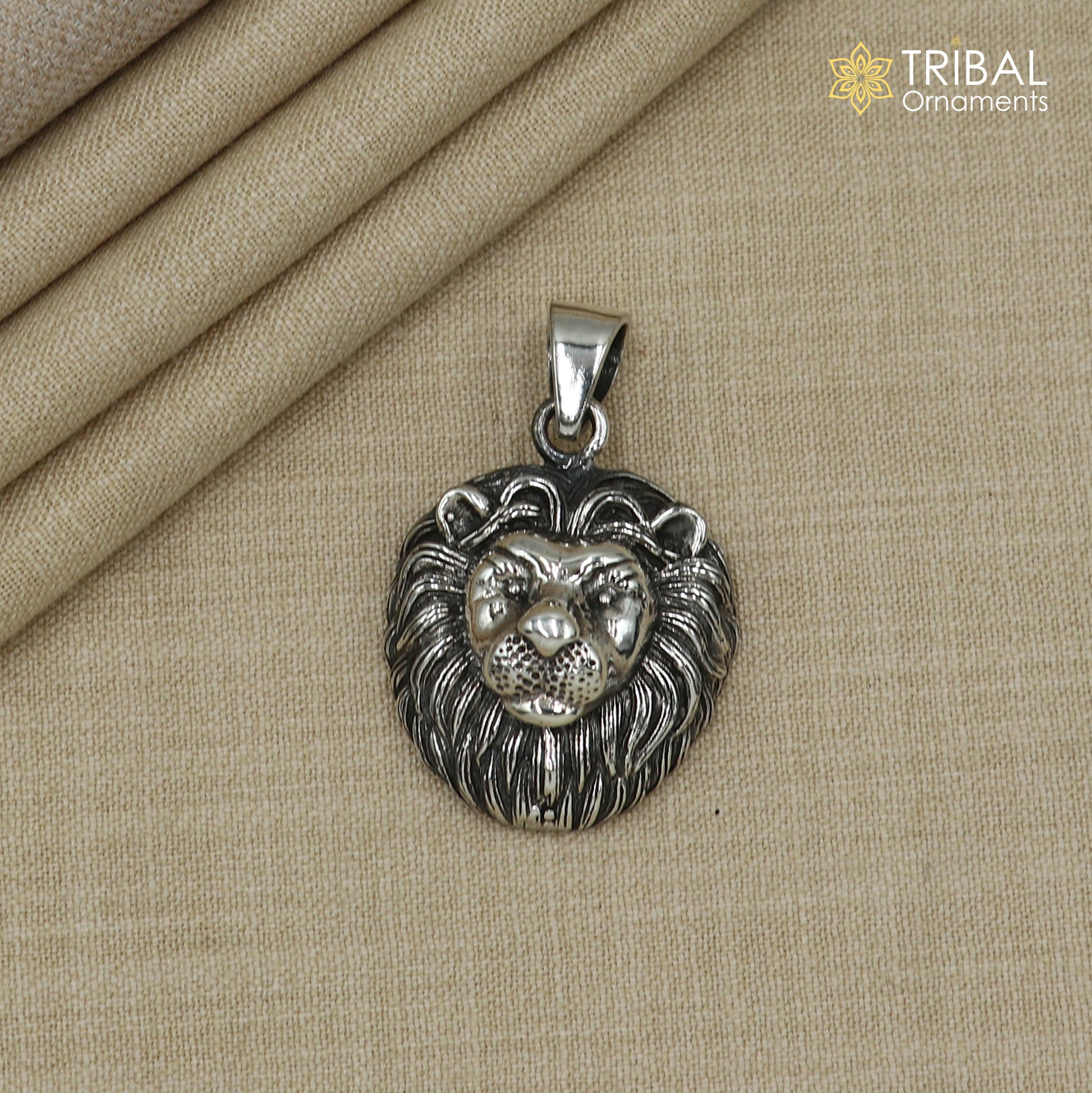925 sterling silver lion face Pendant with chain tribal jewellery nsp1057 - TRIBAL ORNAMENTS