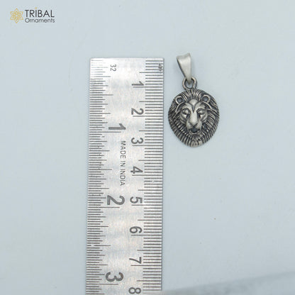 925 sterling silver Lion King pendant with tribal chain, featuring intricate tribal jewelry design and detailed lion motif.