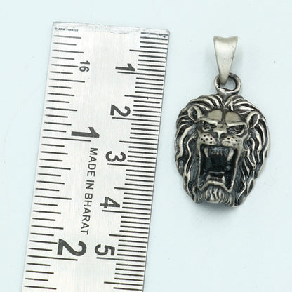 925 sterling silver Lion King pendant with chain, tribal jewelry design featuring detailed tribal ornament and bold tribal style.
