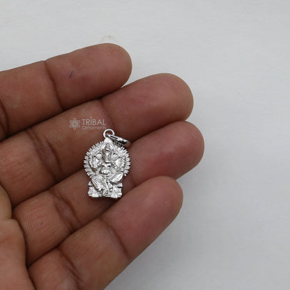925 sterling silver Lord Ganesha pendant necklace by Tribal Ornaments, unisex handcrafted jewelry with intricate Ganesha design.