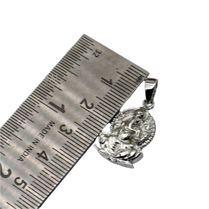 925 sterling silver Lord Ganesha pendant with kamalasan design, unisex handmade jewelry by TRIBAL ORNAMENTS.