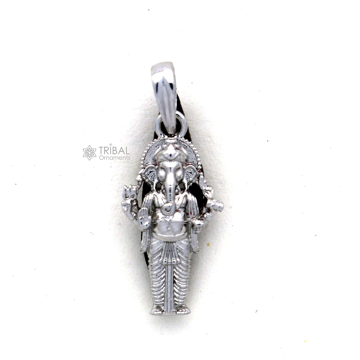 925 sterling silver Lord Ganesha pendant featuring a standing design, unisex handmade jewelry by Tribal Ornaments.