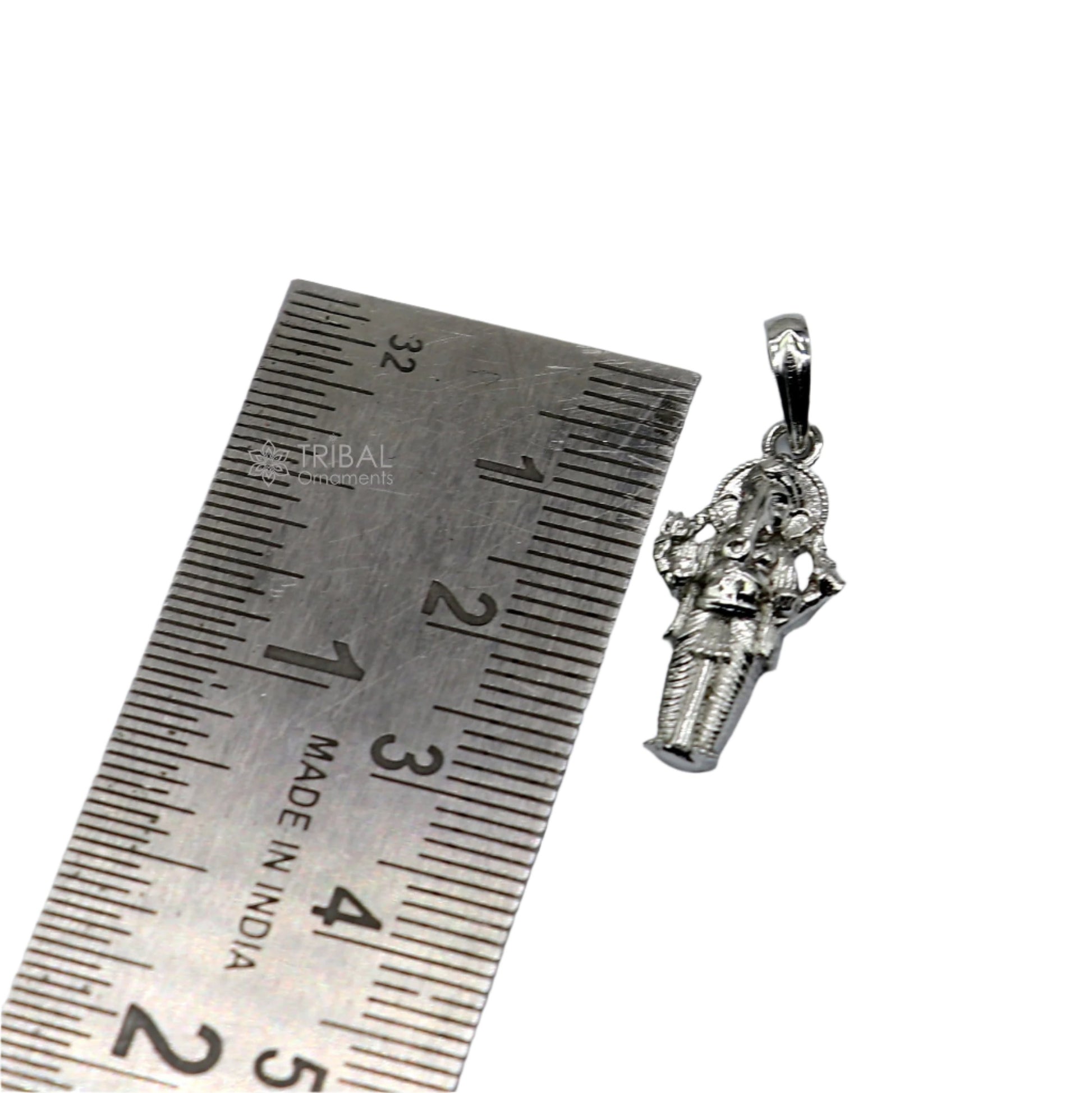 Sterling silver Lord Ganesha pendant with standing design, unisex jewelry by Tribal Ornaments, handmade detailed Hindu deity charm