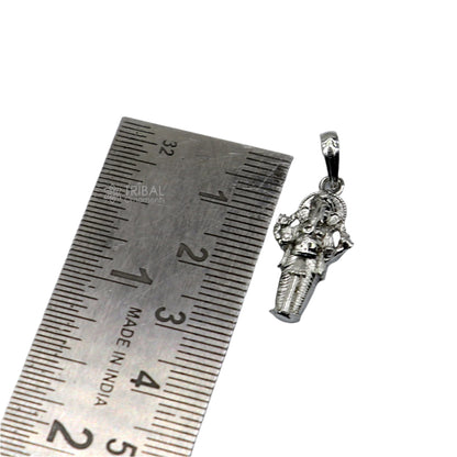 Sterling silver Lord Ganesha pendant with standing design, unisex jewelry by Tribal Ornaments, handmade detailed Hindu deity charm