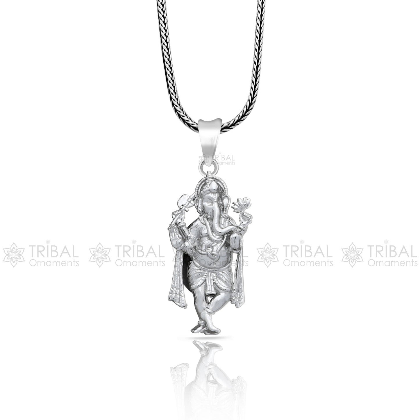 925 sterling silver Lord Ganesha standing design pendant necklace, Lord Ganesha unique style handmade pendant for unisex gift  Nsp829 - TRIBAL ORNAMENTS