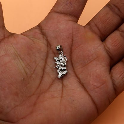Sterling silver Lord Ganesha pendant with standing design, handmade unisex necklace by Tribal Ornaments.