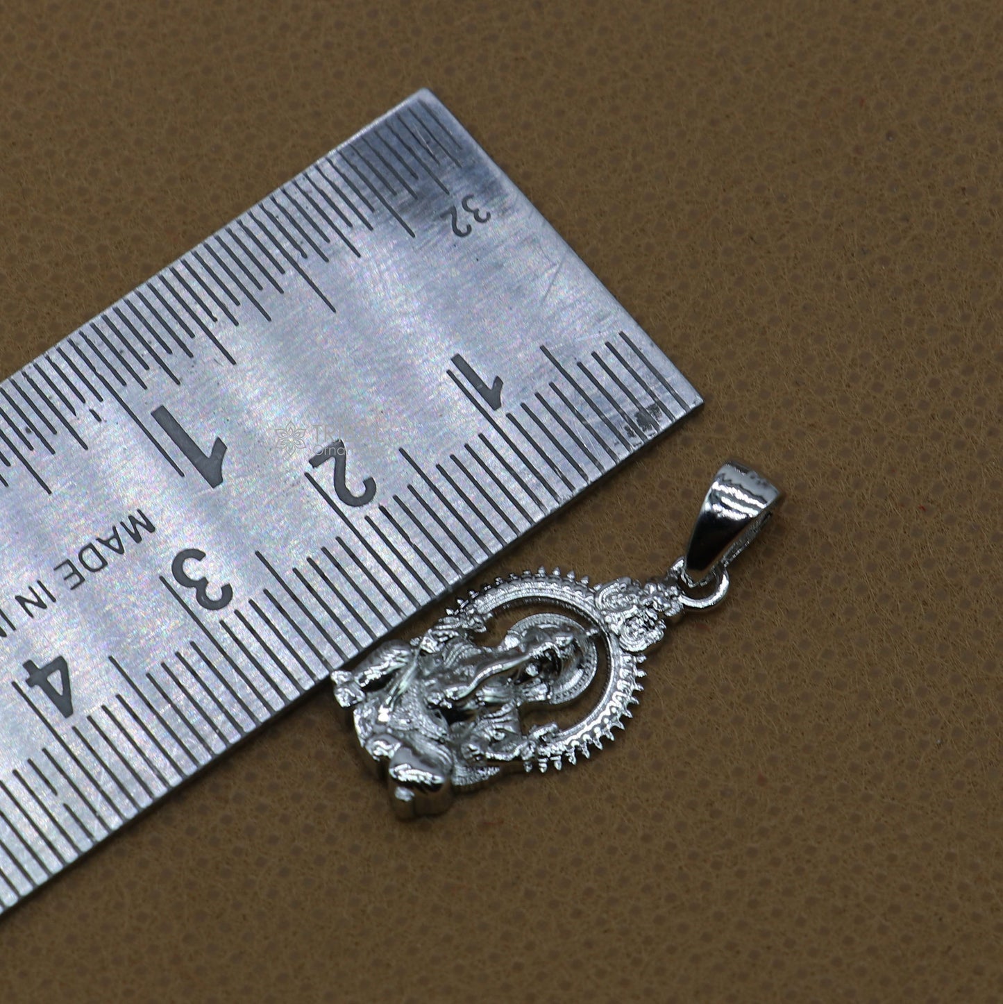Sterling silver Lord Ganesha pendant necklace with standing design, handmade unisex jewelry by TRIBAL ORNAMENTS.