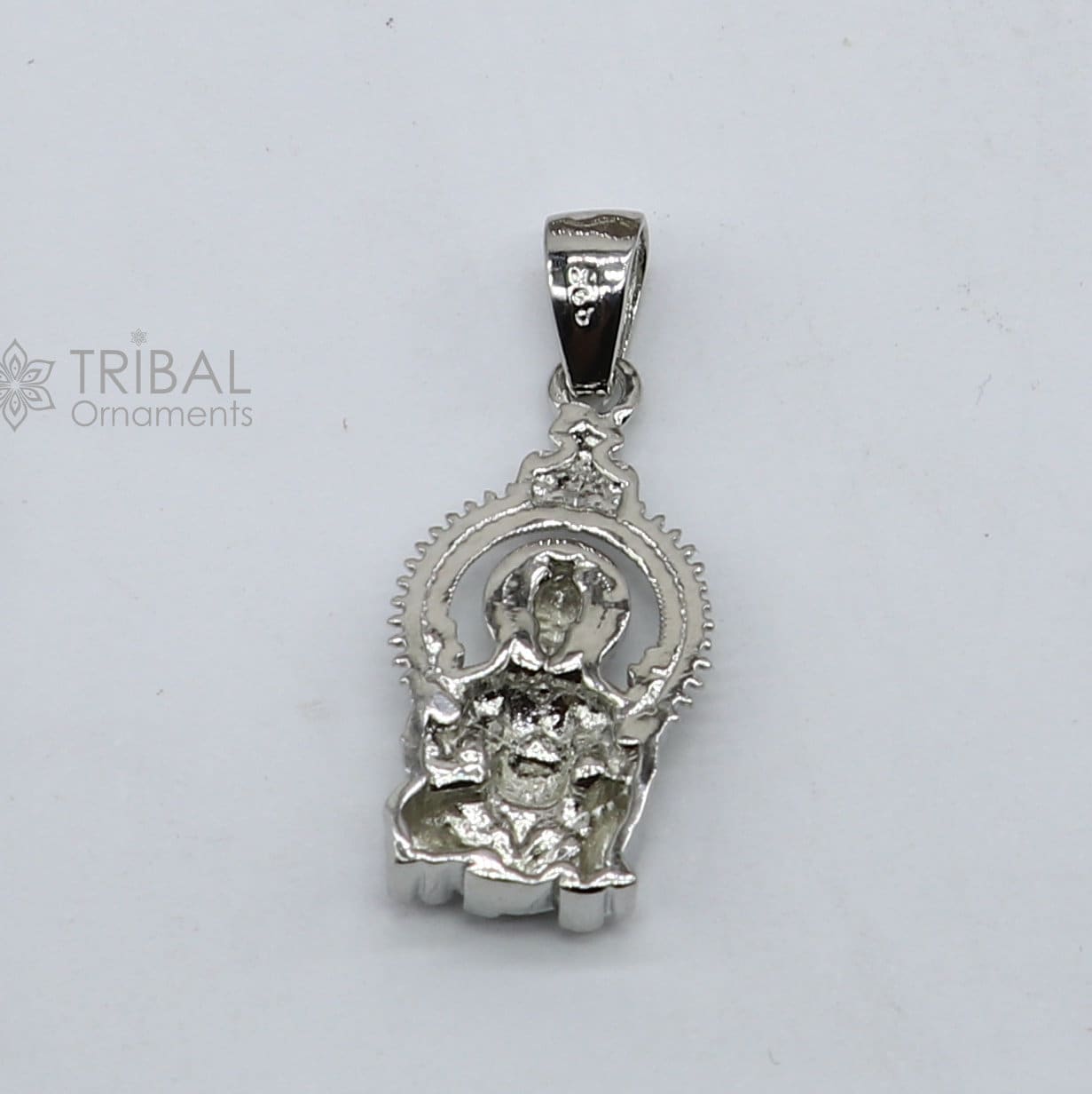 Sterling silver Lord Ganesha pendant necklace with standing design, handmade unisex jewelry by TRIBAL ORNAMENTS.