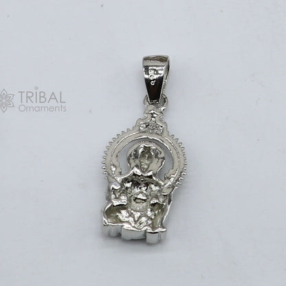 Sterling silver Lord Ganesha pendant necklace with standing design, handmade unisex jewelry by TRIBAL ORNAMENTS.