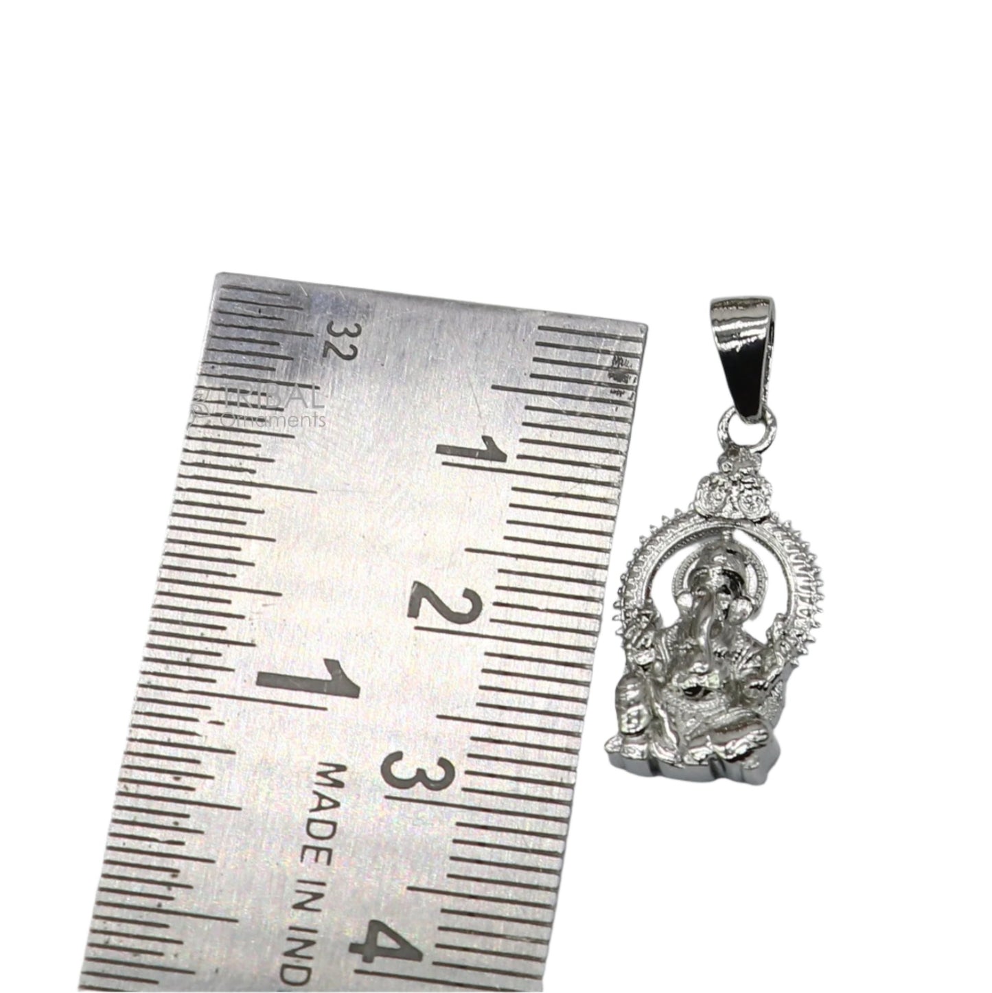 925 silver Lord Ganesha pendant necklace featuring a standing design, handmade unisex jewelry by TRIBAL ORNAMENTS.