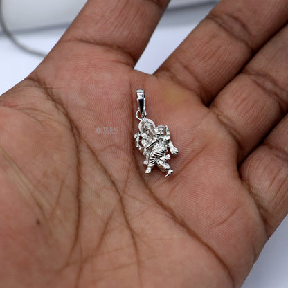 Sterling silver Lord Ganesha dancing pendant by TRIBAL ORNAMENTS, unisex jewelry with intricate handcrafted design.