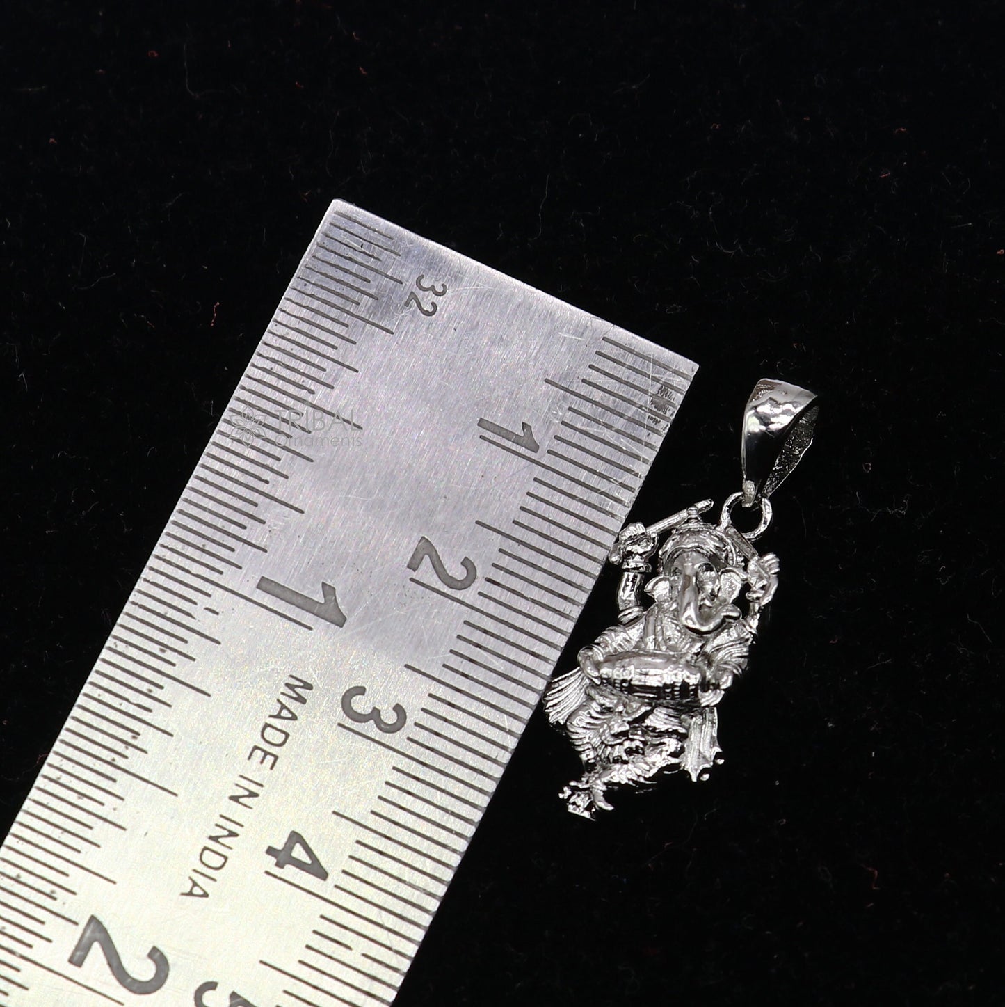 925 silver Lord Ganesha pendant with a dancing design, unisex tribal jewelry handmade necklace by Tribal Ornaments