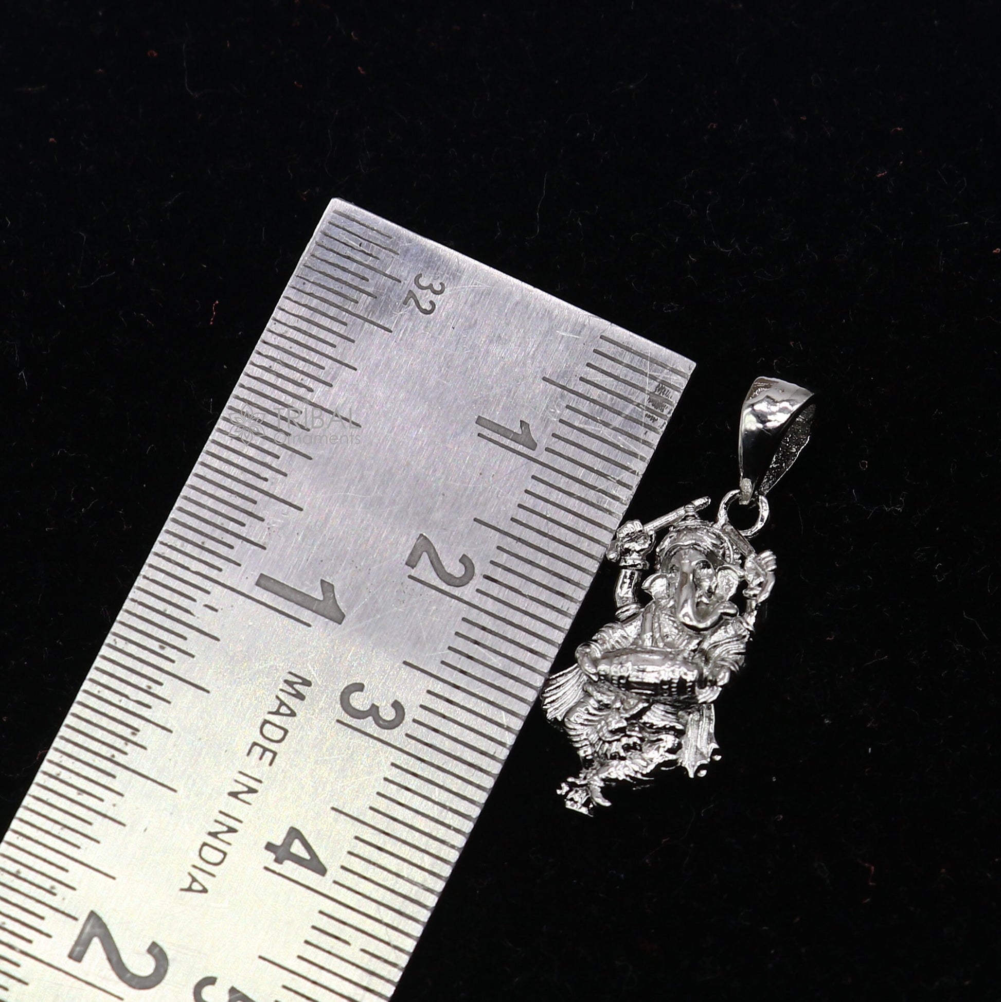 925 silver Lord Ganesha pendant with a dancing design, unisex tribal jewelry handmade necklace by Tribal Ornaments