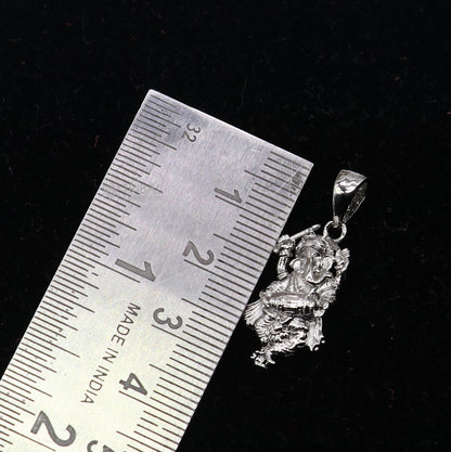 925 silver Lord Ganesha pendant with a dancing design, unisex tribal jewelry handmade necklace by Tribal Ornaments