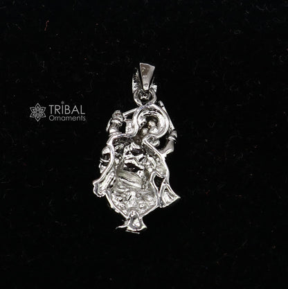 Sterling silver Lord Ganesha dancing pendant by Tribal Ornaments, unisex jewelry with intricate handmade design.