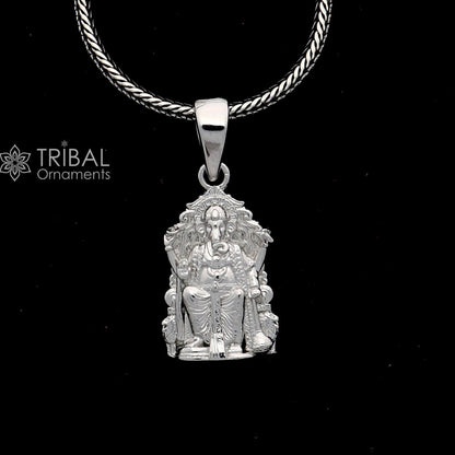 925 sterling silver Lord Ganesha pendant, unisex jewelry with intricate tribal design, handmade necklace by TRIBAL ORNAMENTS.