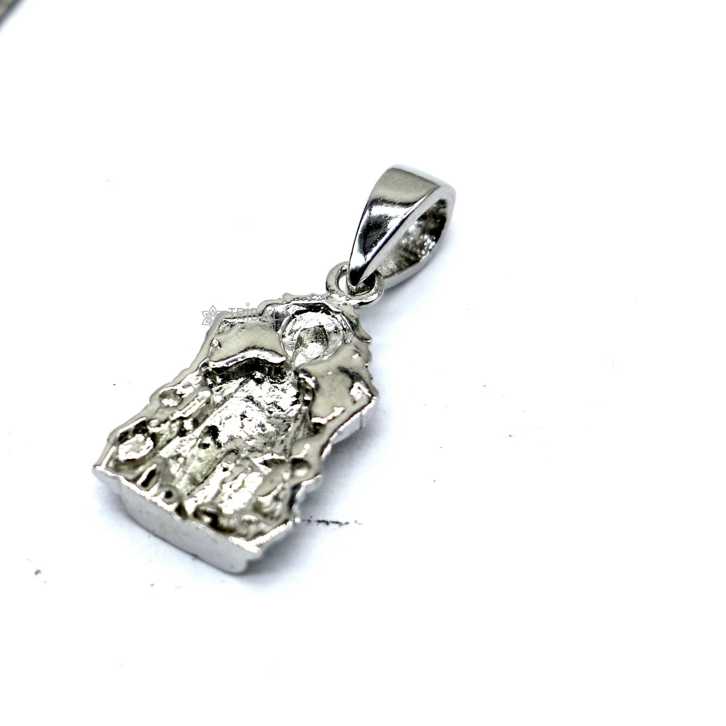 Sterling silver Lord Ganesha pendant from TRIBAL ORNAMENTS, unisex handmade jewelry with intricate design.