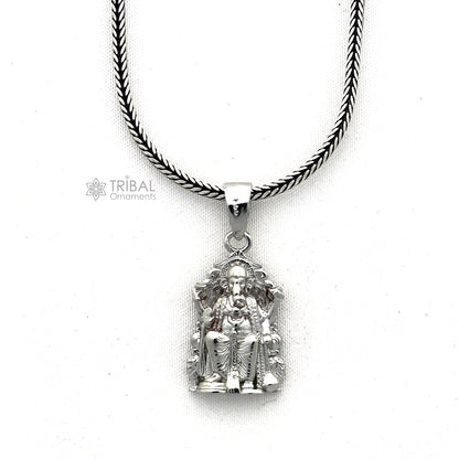 Sterling silver Lord Ganesha pendant from TRIBAL ORNAMENTS, unisex jewelry featuring a detailed, handmade Ganesha design.