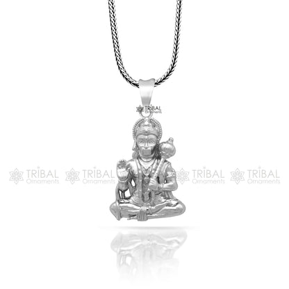 925 sterling silver Lord Hanuman blessing pendant, tribal jewelry with divine Balaji design, intricate tribal ornament craftsmanship