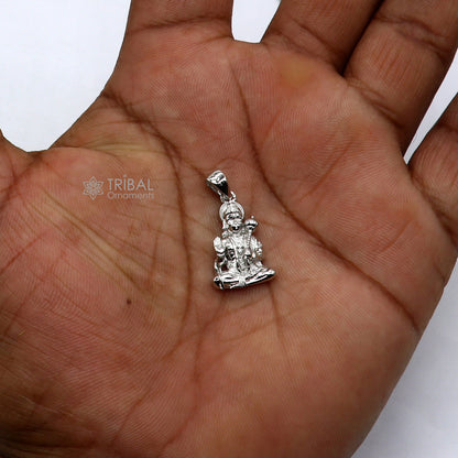 925 sterling silver Lord Hanuman blessing pendant, tribal jewelry featuring divine Balaji design and intricate craftsmanship.