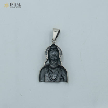 925 sterling silver Lord Hanuman Ji pendant with chain, tribal jewelry design, detailed divine figure, handcrafted tribal ornaments.
