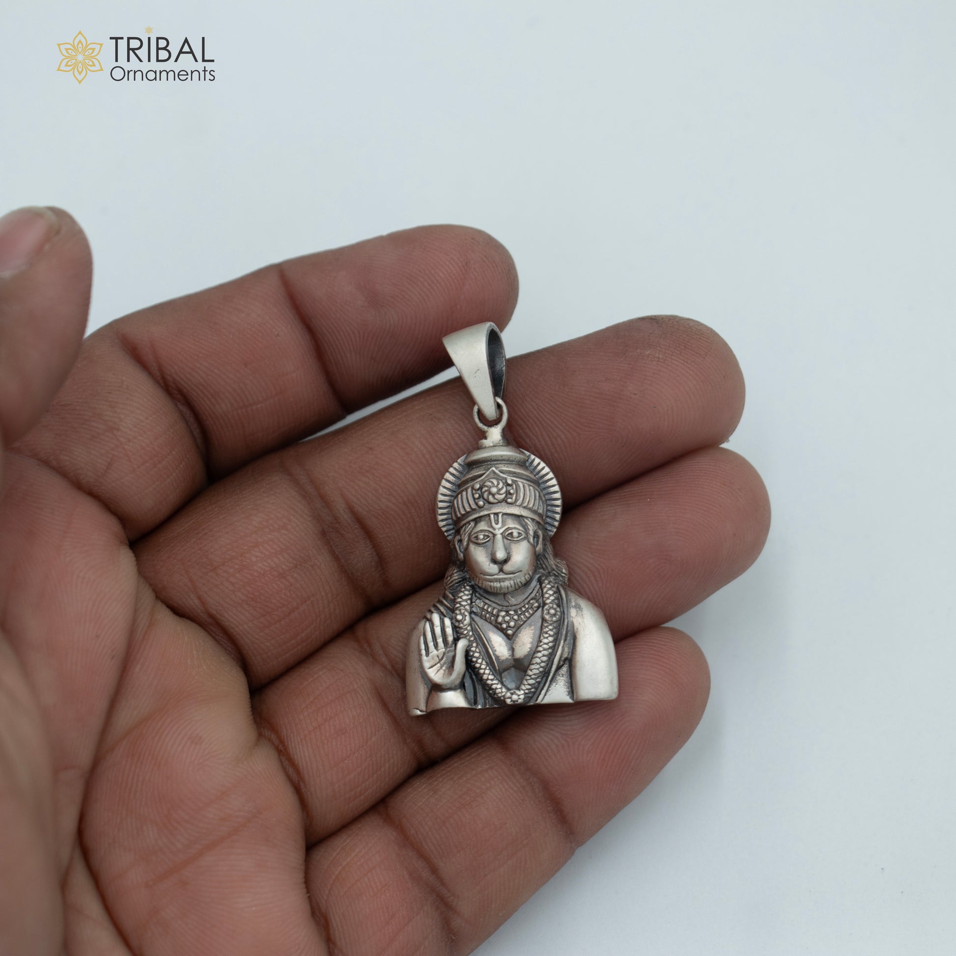 925 sterling silver lord Hanuman ji divine Pendant  with chain tribal jewellery nsp1018 - TRIBAL ORNAMENTS