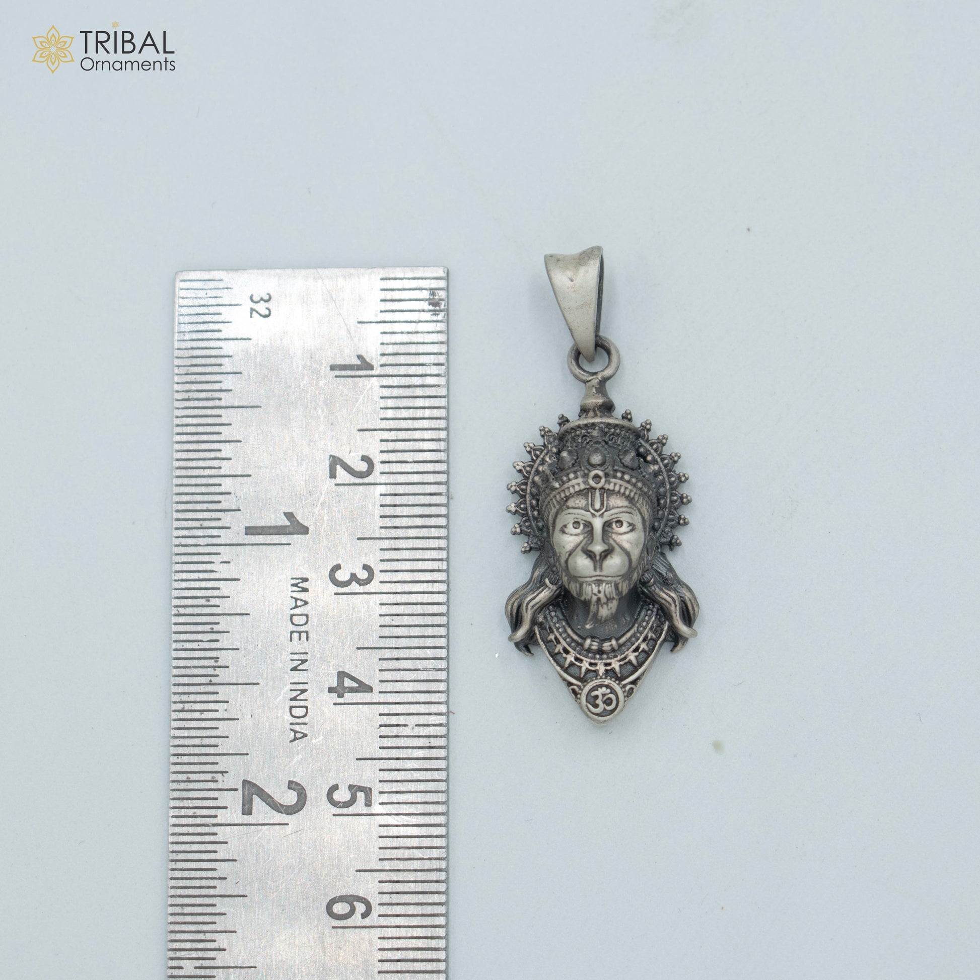 925 sterling silver lord hanuman ji Pendant  with chain tribal jewellery nsp1025 - TRIBAL ORNAMENTS