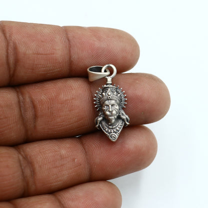 925 sterling silver Lord Hanuman Ji pendant with chain, tribal jewelry design, detailed religious symbol, crafted by TRIBAL ORNAMENTS.