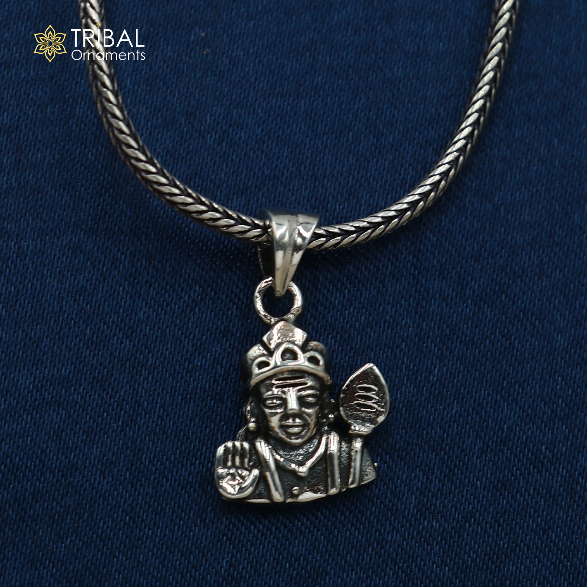925 sterling silver Lord kartikeya Pendant with chain tribal jewellery nsp1060 - TRIBAL ORNAMENTS