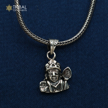 925 sterling silver Lord Kartikeya pendant with chain, tribal jewelry design featuring intricate tribal ornament details.