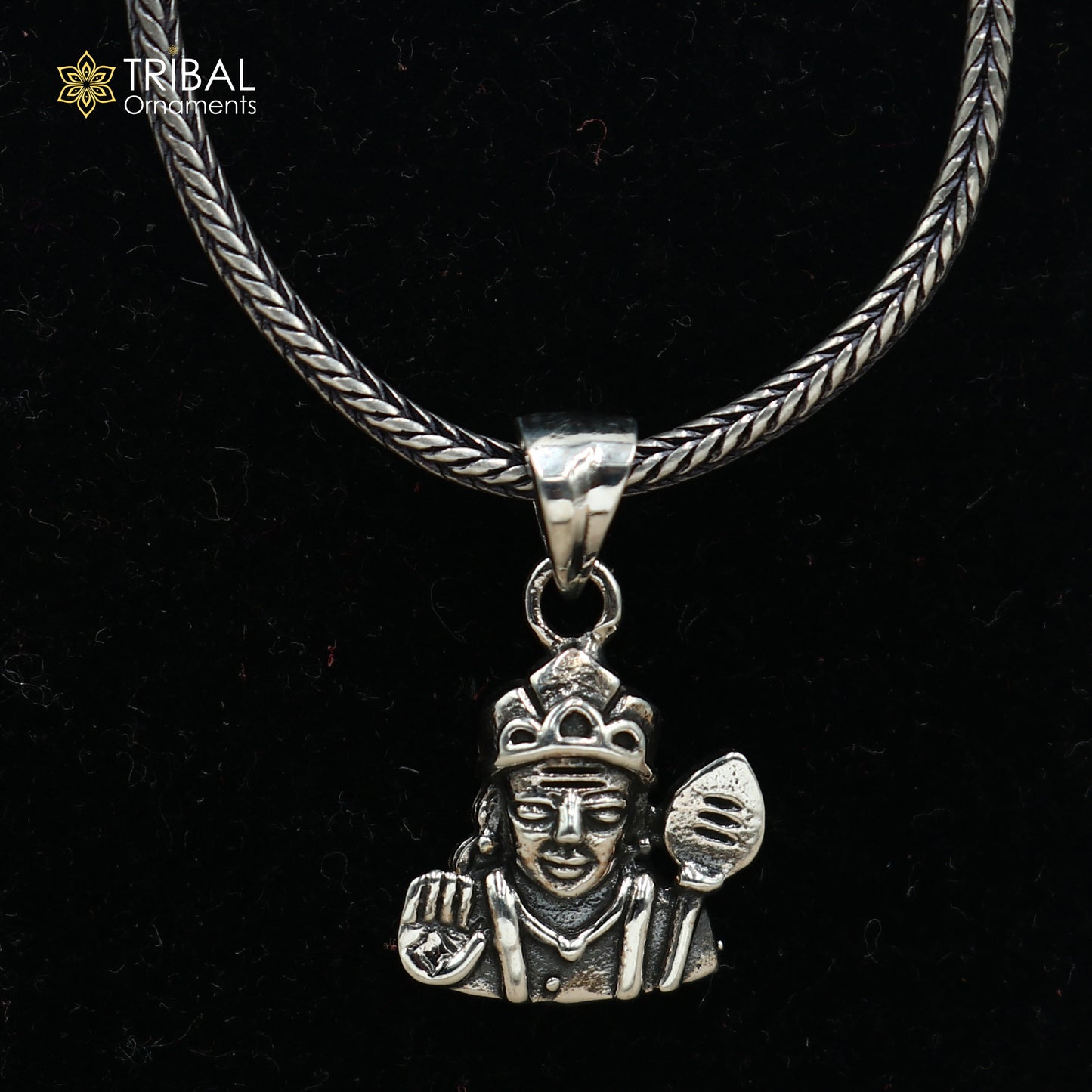 925 sterling silver Lord kartikeya Pendant with chain tribal jewellery nsp1060 - TRIBAL ORNAMENTS