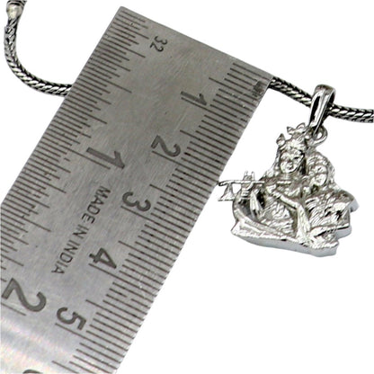 925 sterling silver Lord Krishna and Radha pendant, tribal jewelry locket featuring divine figures and intricate design.