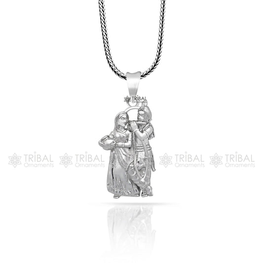 925 sterling silver Lord Krishna and Radha , amazing divine Radha Krishna pendant locket tribal jewelry nsp809 - TRIBAL ORNAMENTS