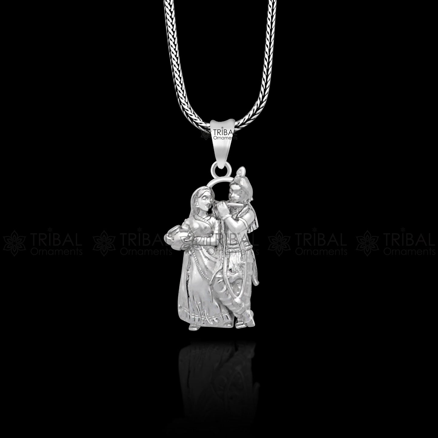 925 sterling silver Lord Krishna and Radha , amazing divine Radha Krishna pendant locket tribal jewelry nsp809 - TRIBAL ORNAMENTS