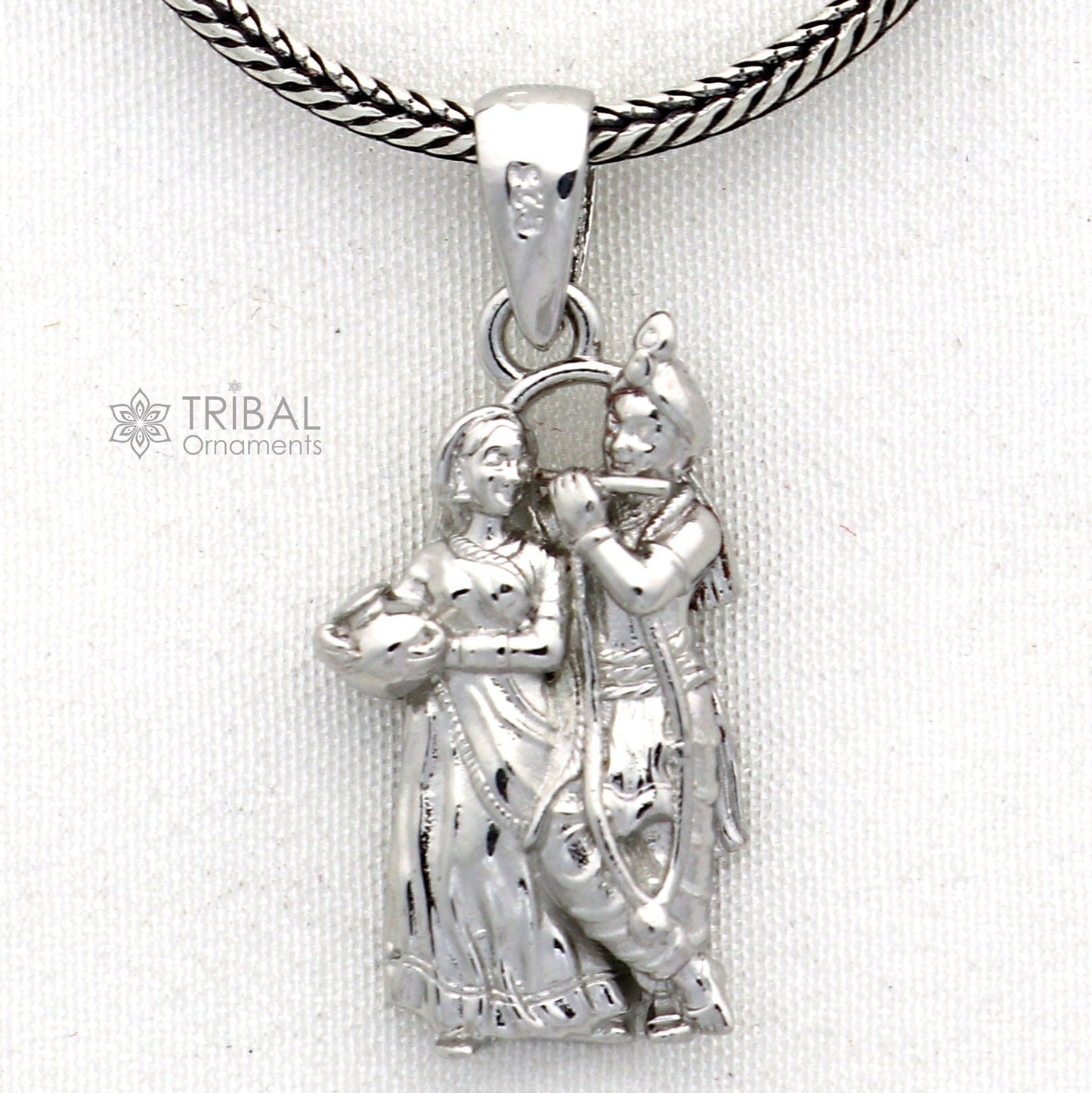 925 sterling silver Lord Krishna and Radha , amazing divine Radha Krishna pendant locket tribal jewelry nsp809 - TRIBAL ORNAMENTS