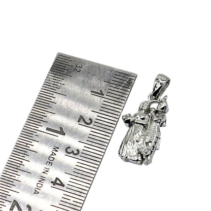 925 sterling silver Lord Krishna and Radha pendant, tribal jewelry featuring intricate divine figures and traditional design.
