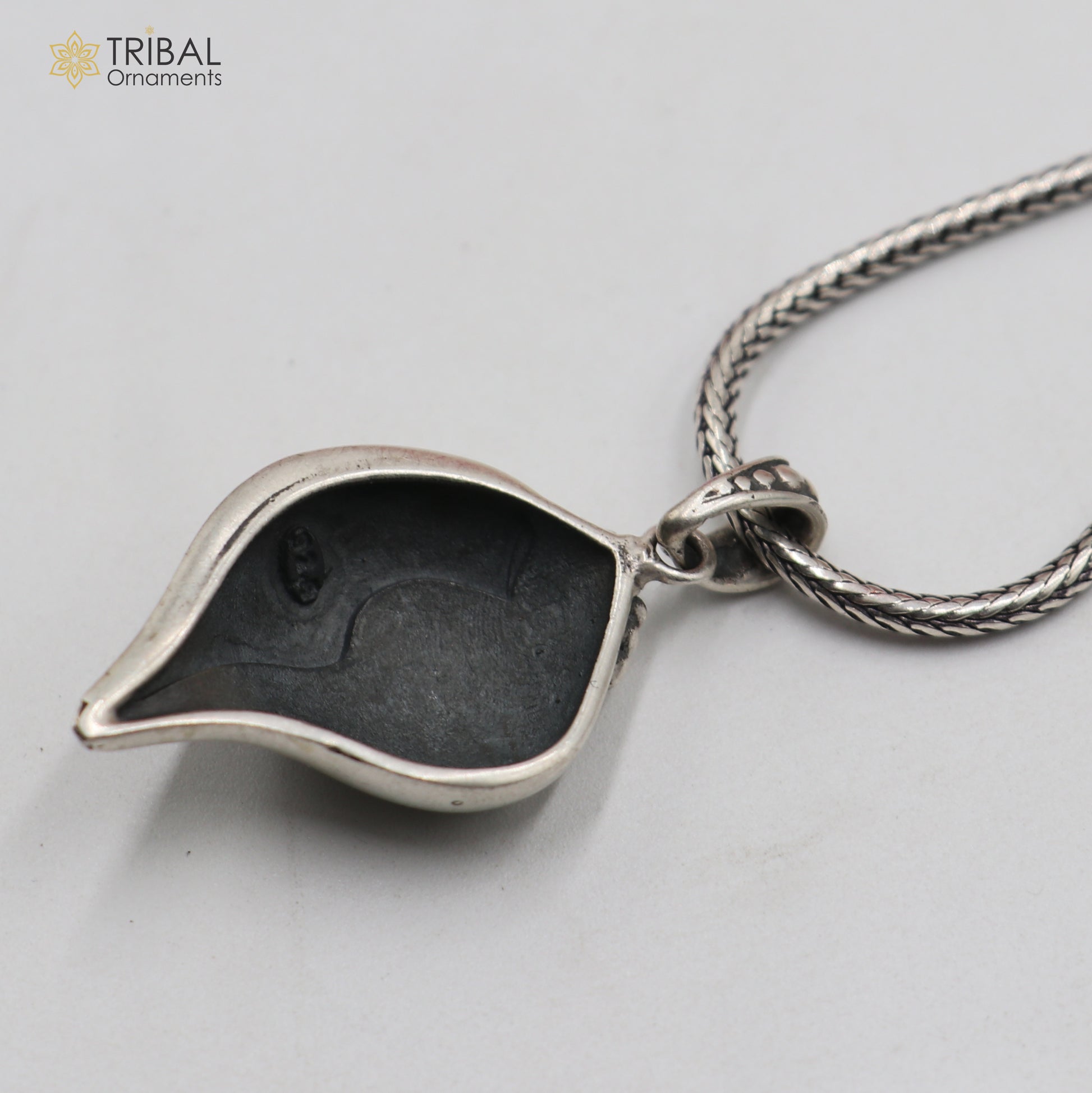 925 Sterling silver lord Krishna mantra Shankha pendant tribal ethnic jewelry nsp1066 - TRIBAL ORNAMENTS