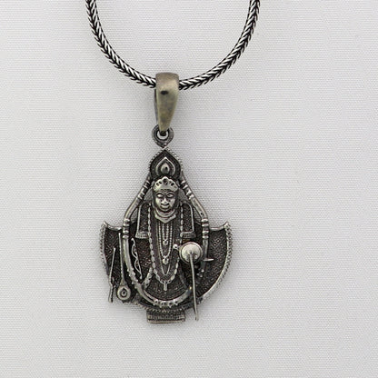 Sterling silver Lord Krishna pendant jewelry, tribal design, divine Shreenath Ji religious necklace, handcrafted tribal ornaments.