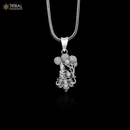 925 sterling silver Lord Krishna pendant with tree face elephant design on chain, tribal jewelry by TRIBAL ORNAMENTS